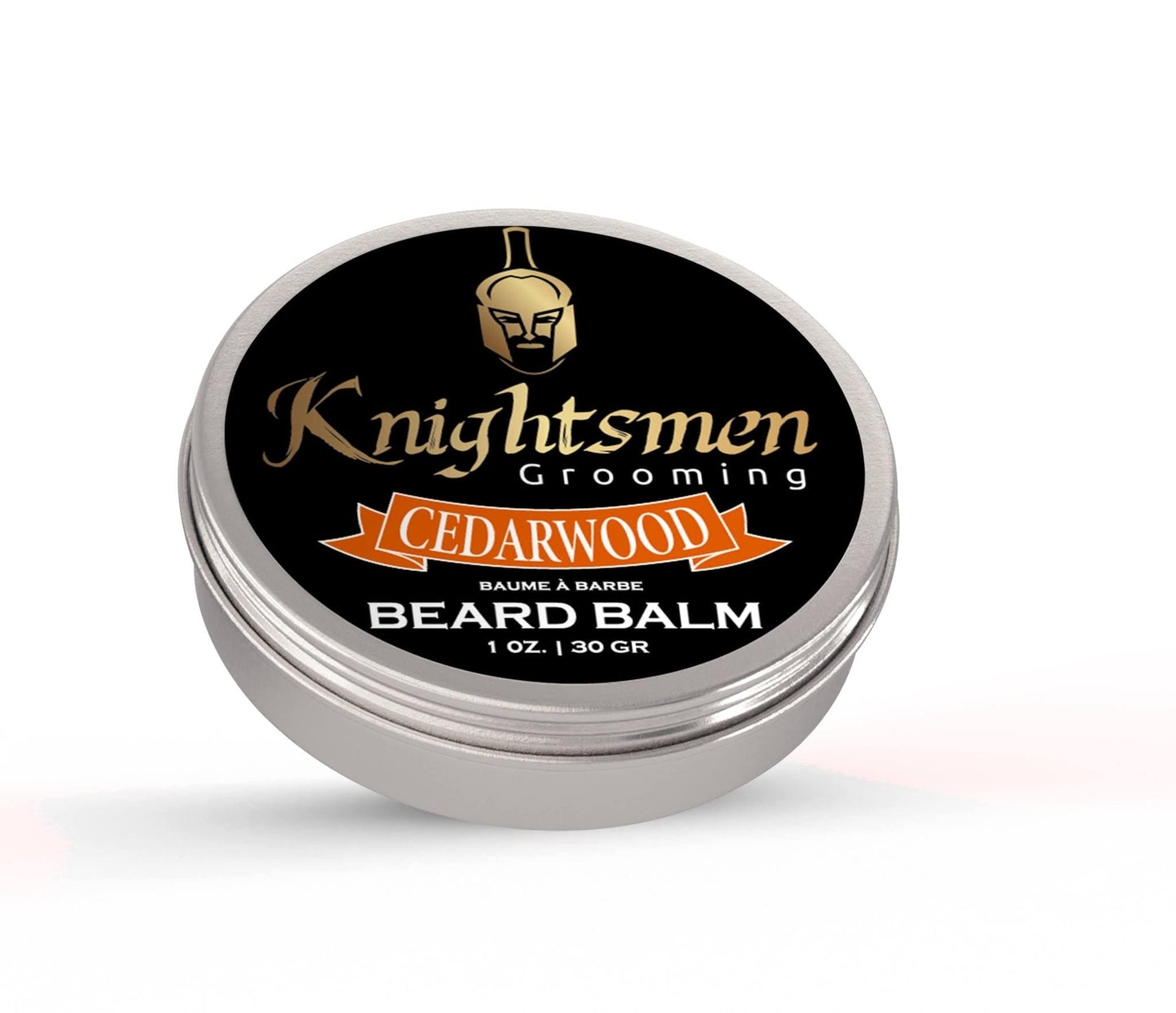 Cedarwood organic beard balm—woody aroma, softens coarse hair, natural styling hold.