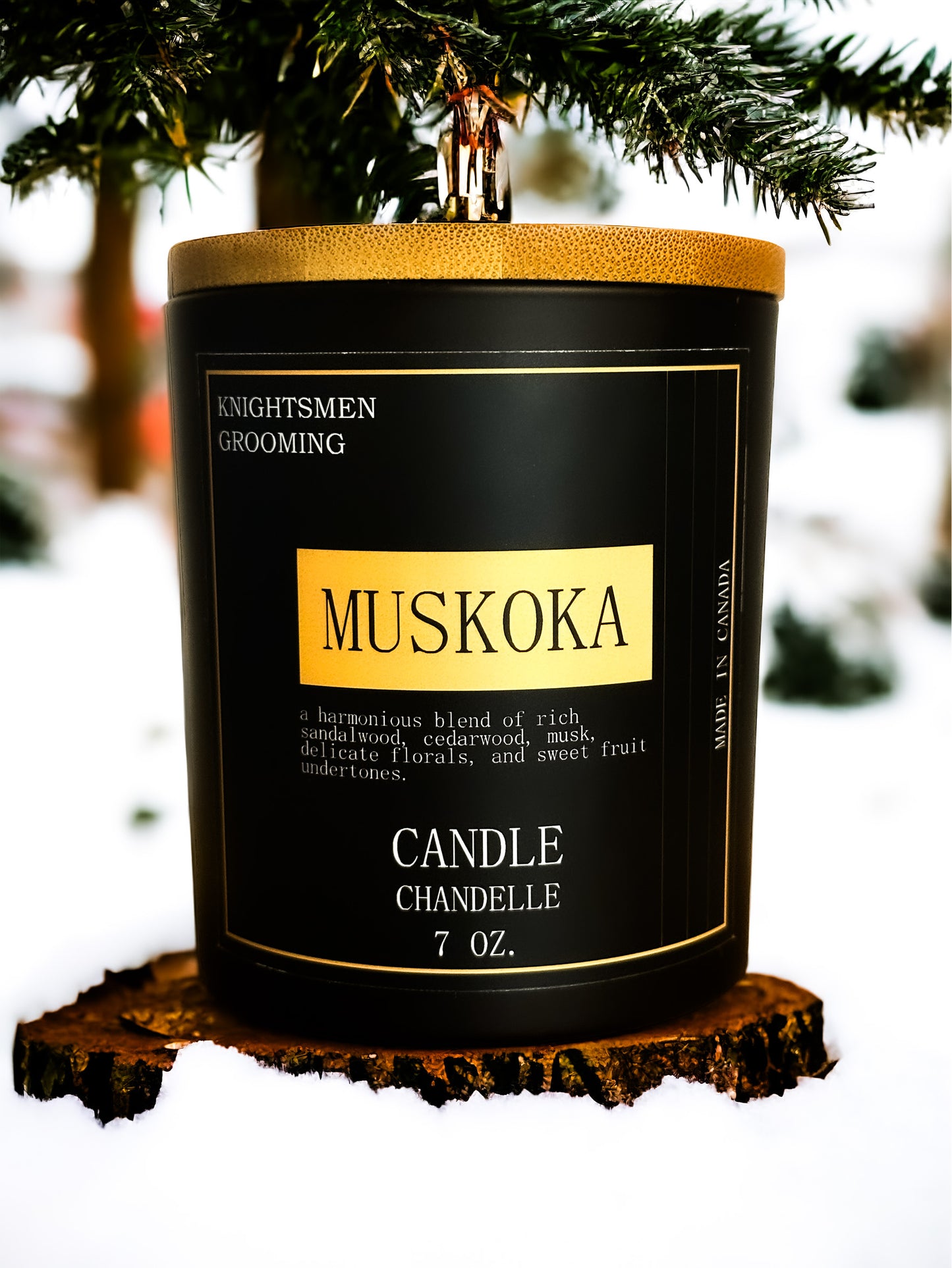 Vegan, hand-crafted organic soy candle — premium gift option by Knightsmen Grooming.