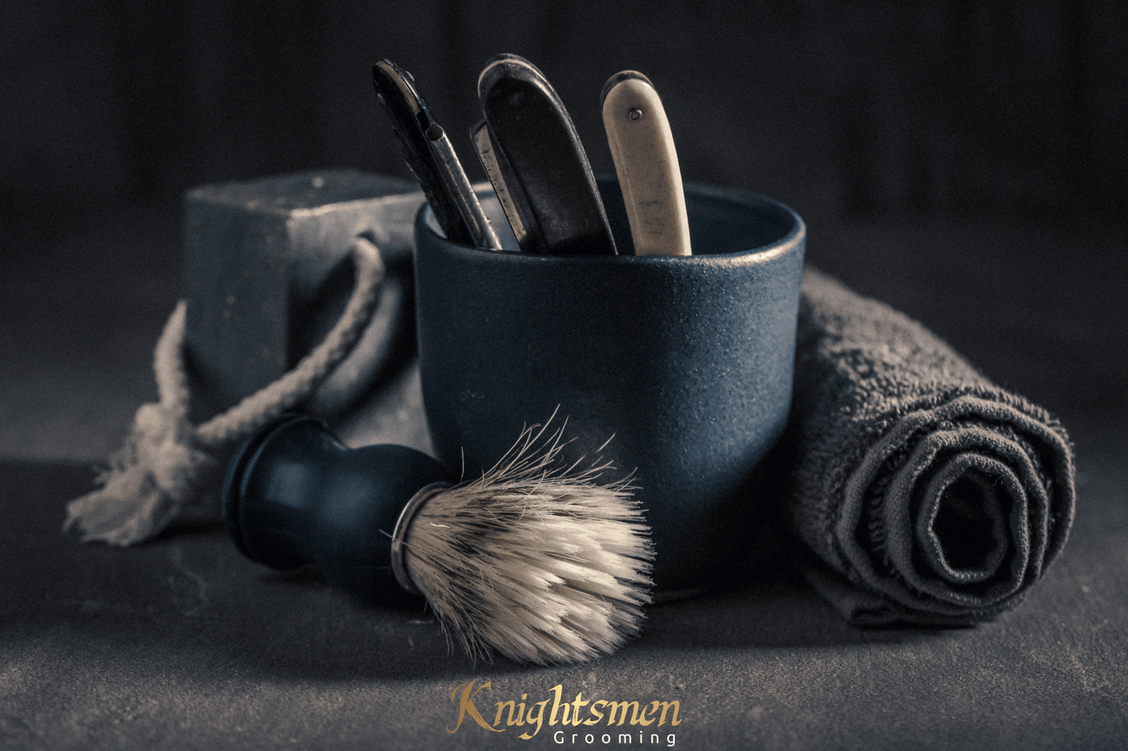 Diagram of a bearded man going through wash, oil, balm, and trim steps.