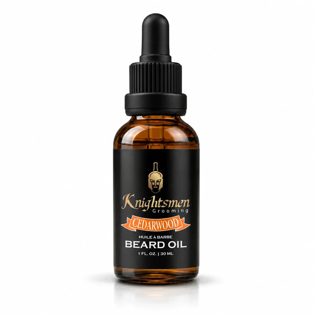 Knightsmen Grooming Cedarwood organic beard oil for dry, brittle beard hair