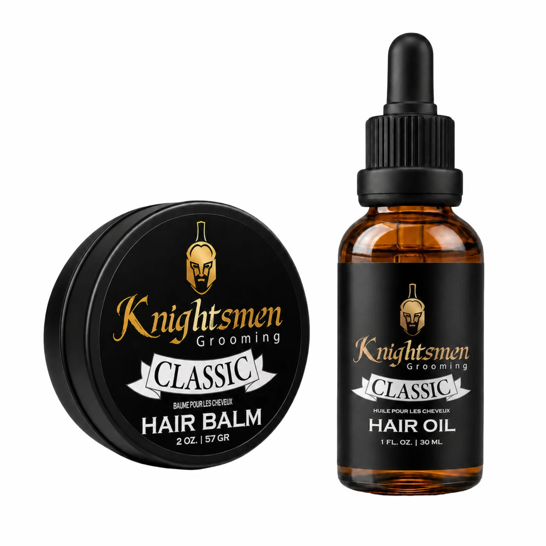 Knightsmen Grooming Classic Unscented Hair Growth Starter Kit – Organic Hair Oil and Hair Balm Bundle for Men