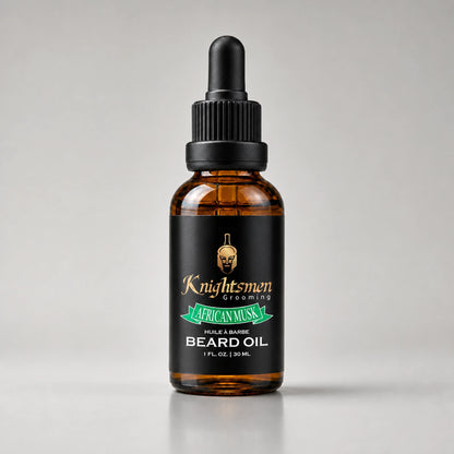 African Musk Beard Oil by Knightsmen Grooming — organic formula with argan, jojoba and castor oil for beard growth