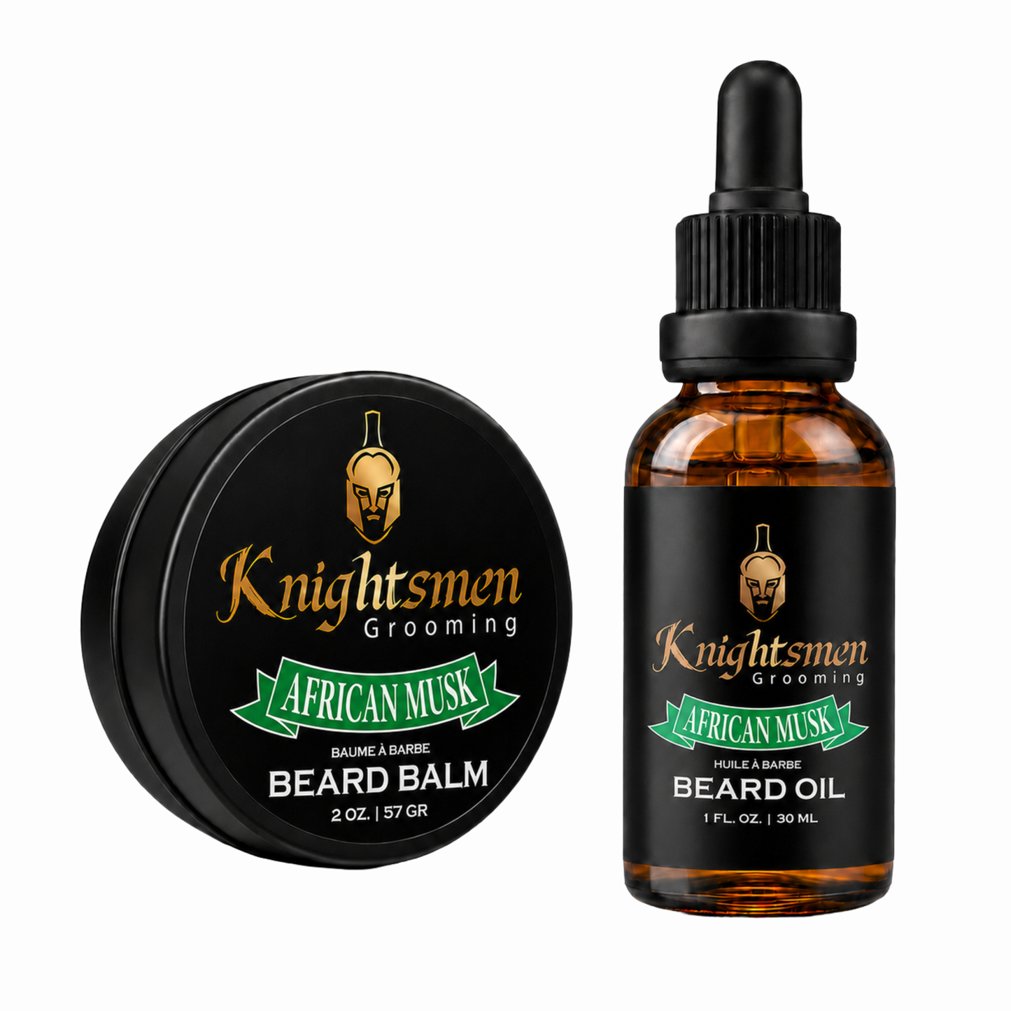 Knightsmen Grooming African Musk Beard Growth Starter Kit – Organic Beard Oil and Beard Balm Bundle for Men