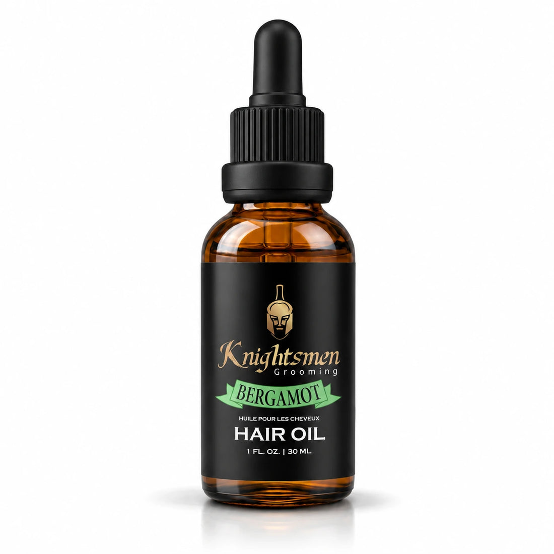 Knightsmen Grooming Organic Bergamot Hair Growth Oil 50ml glass bottle — citrus scent, stimulates scalp and promotes hair growth