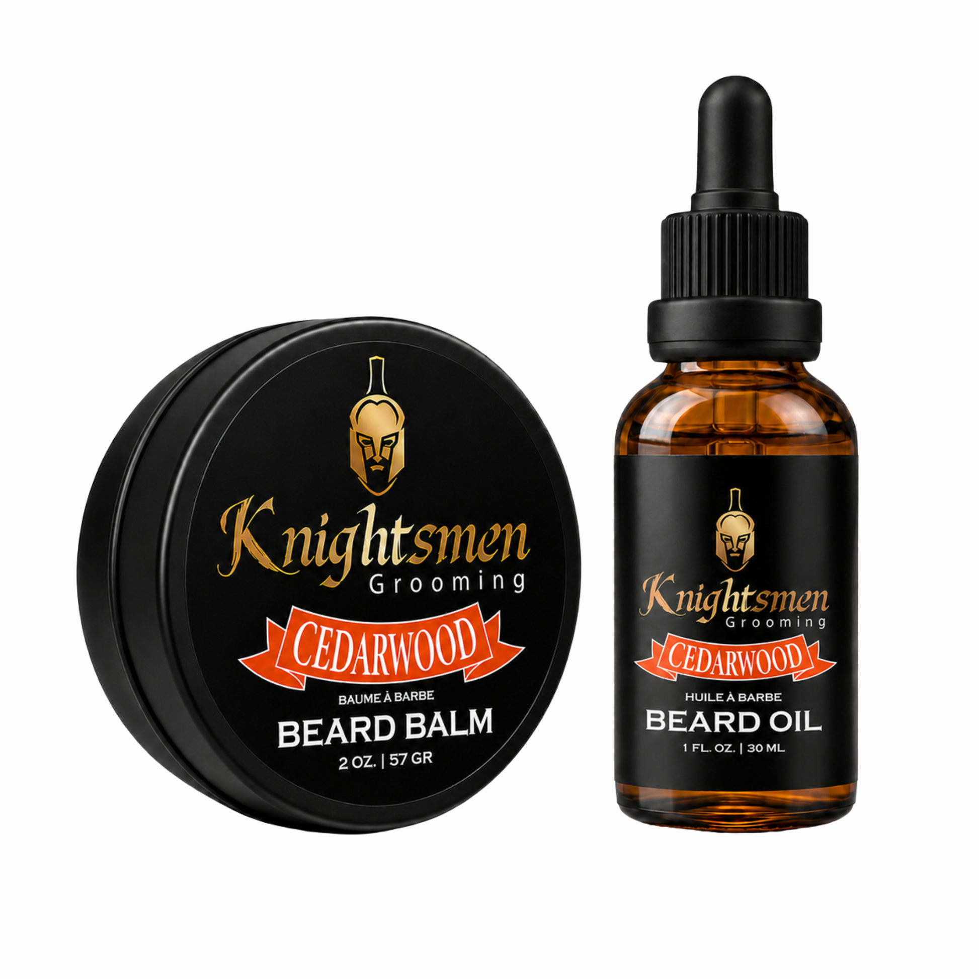 Knightsmen Grooming Cedarwood Beard Growth Starter Kit – Organic Beard Oil and Beard Balm Bundle for Men