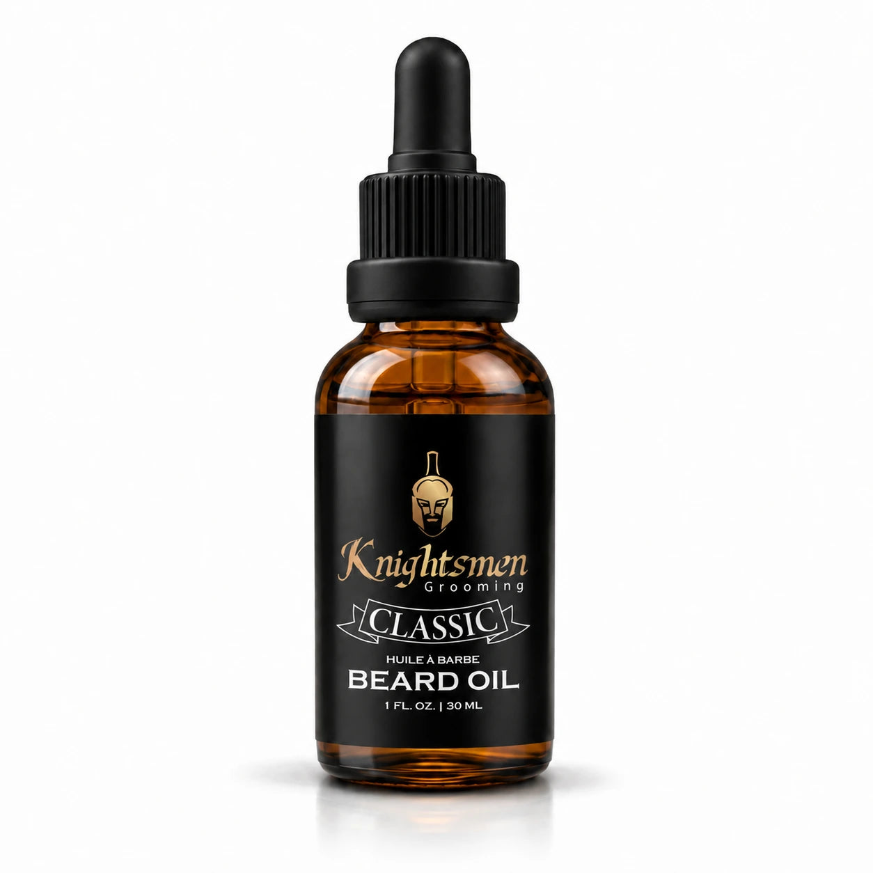 Knightsmen Grooming Organic Classic Beard Oil 30ml amber bottle — unscented fragrance-free formula for sensitive skin