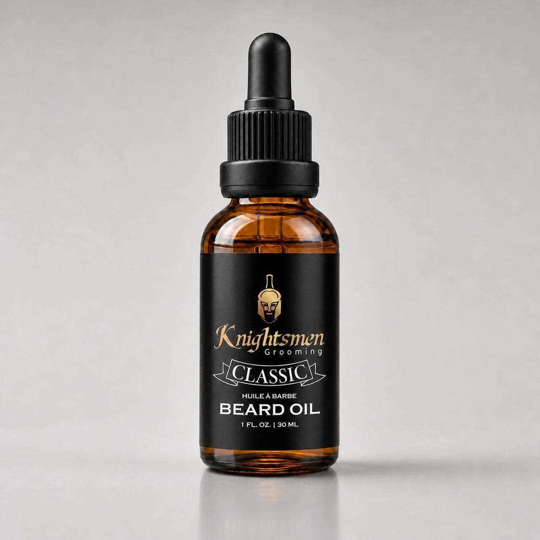 Classic Unscented Beard Oil by Knightsmen Grooming — fragrance-free organic argan and jojoba formula for all beard types