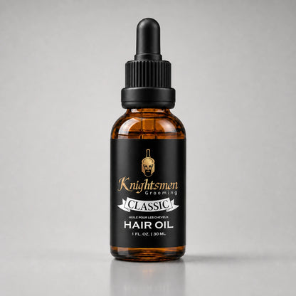 Classic Unscented Hair Oil by Knightsmen Grooming — fragrance-free organic argan and jojoba formula for scalp nourishment