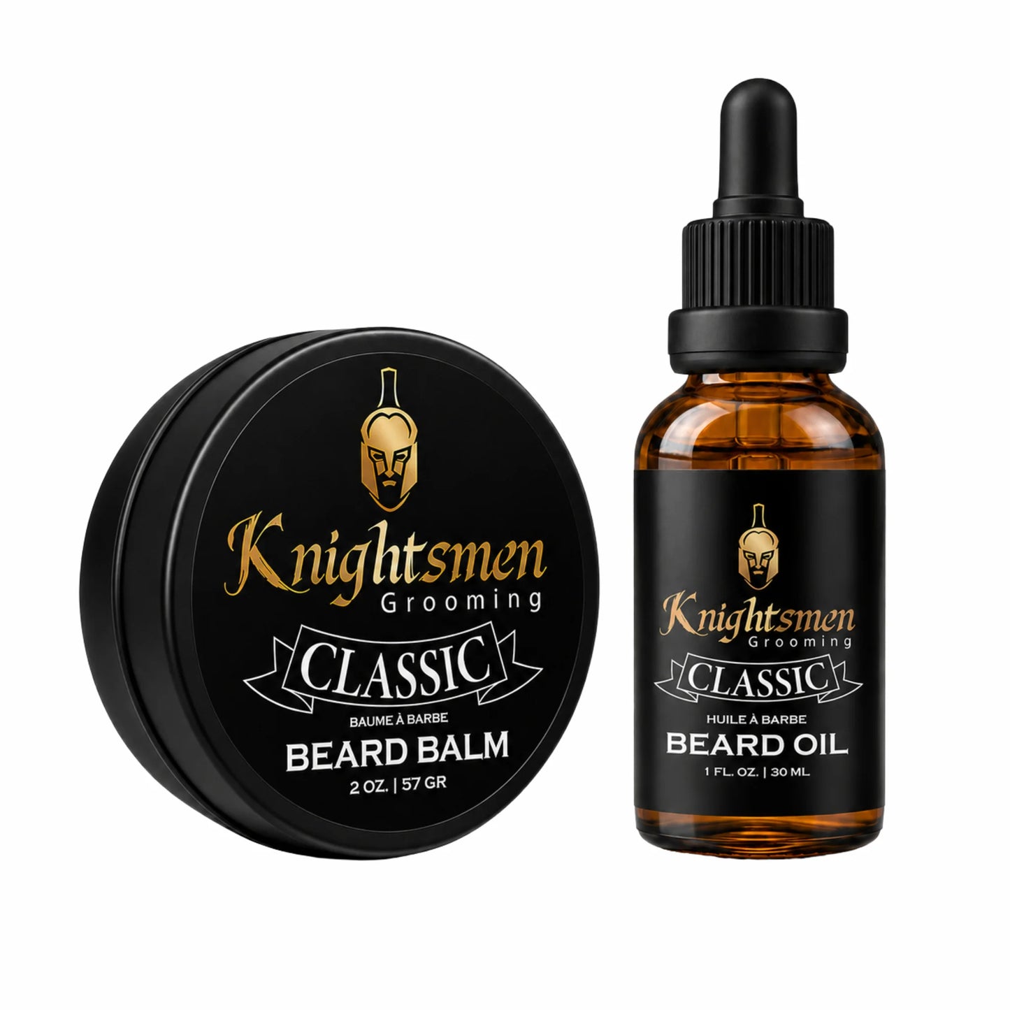 Knightsmen Grooming Classic Unscented Beard Growth Starter Kit – Organic Beard Oil and Beard Balm Bundle for Men