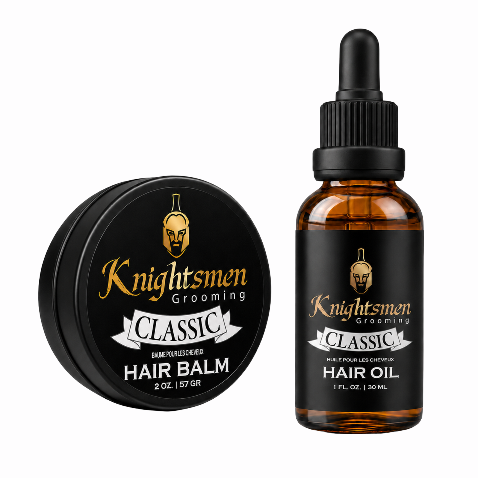 Knightsmen Grooming Classic Unscented Hair Growth Starter Kit – Organic Hair Oil and Hair Balm Bundle for Men
