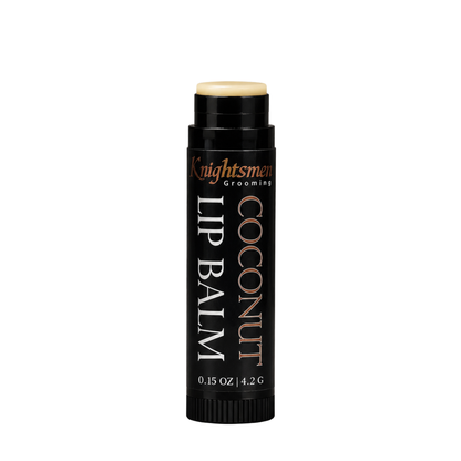 Knightsmen Grooming Organic Coconut Lip Balm Open Tube White Background – Hydrating Natural Lip Balm with Beeswax, Coconut Oil and Shea Butter