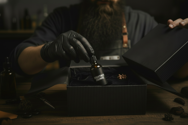 gift package of grooming set being decorated