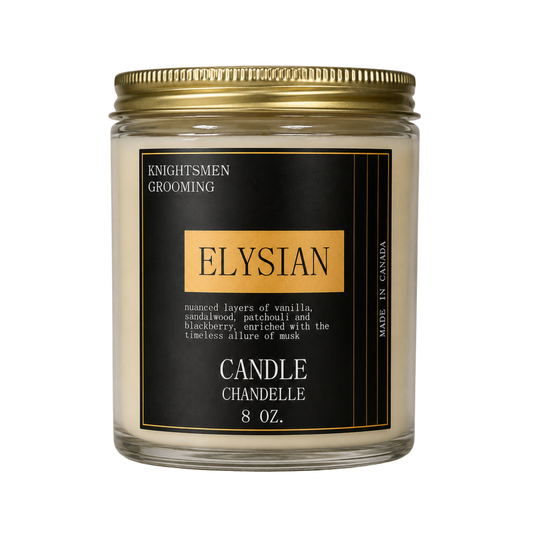 Knightsmen Grooming Elysian Luxury Scented Candle – Amber and Sandalwood Hand-Poured Coconut Soy Candle Made in Canada