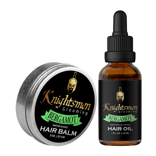 Hair growth starter kit with organic hair oil and balm by Knightsmen Grooming
