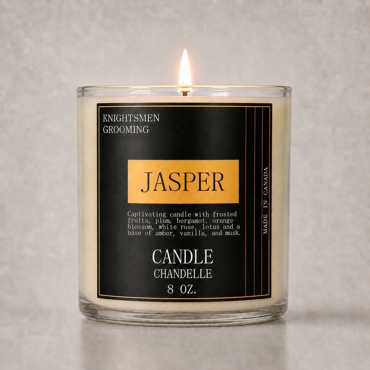 Jasper by Knightsmen Grooming – Dark Cedarwood and Black Amber Masculine Scented Candle, 100% Coconut Soy Wax, Non-Toxic