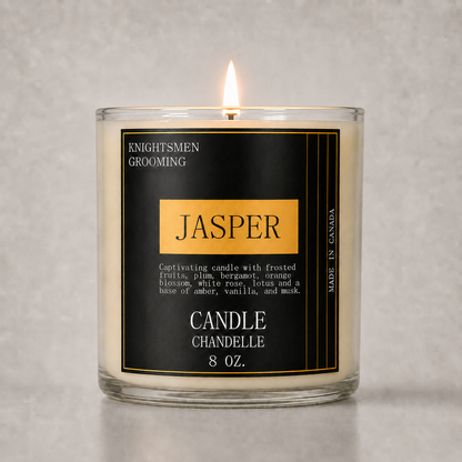 Jasper by Knightsmen Grooming – Dark Cedarwood and Black Amber Masculine Scented Candle, 100% Coconut Soy Wax, Non-Toxic