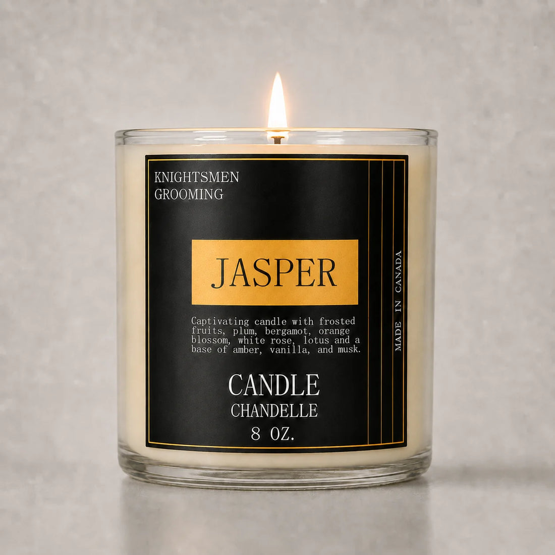 Jasper by Knightsmen Grooming – Dark Cedarwood and Black Amber Masculine Scented Candle, 100% Coconut Soy Wax, Non-Toxic