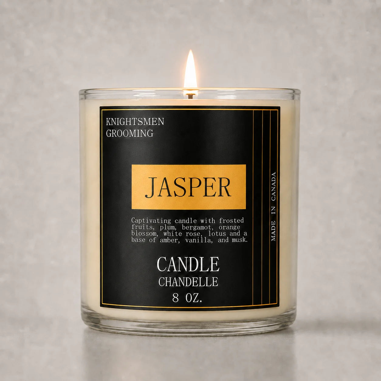 Jasper by Knightsmen Grooming – Dark Cedarwood and Black Amber Masculine Scented Candle, 100% Coconut Soy Wax, Non-Toxic