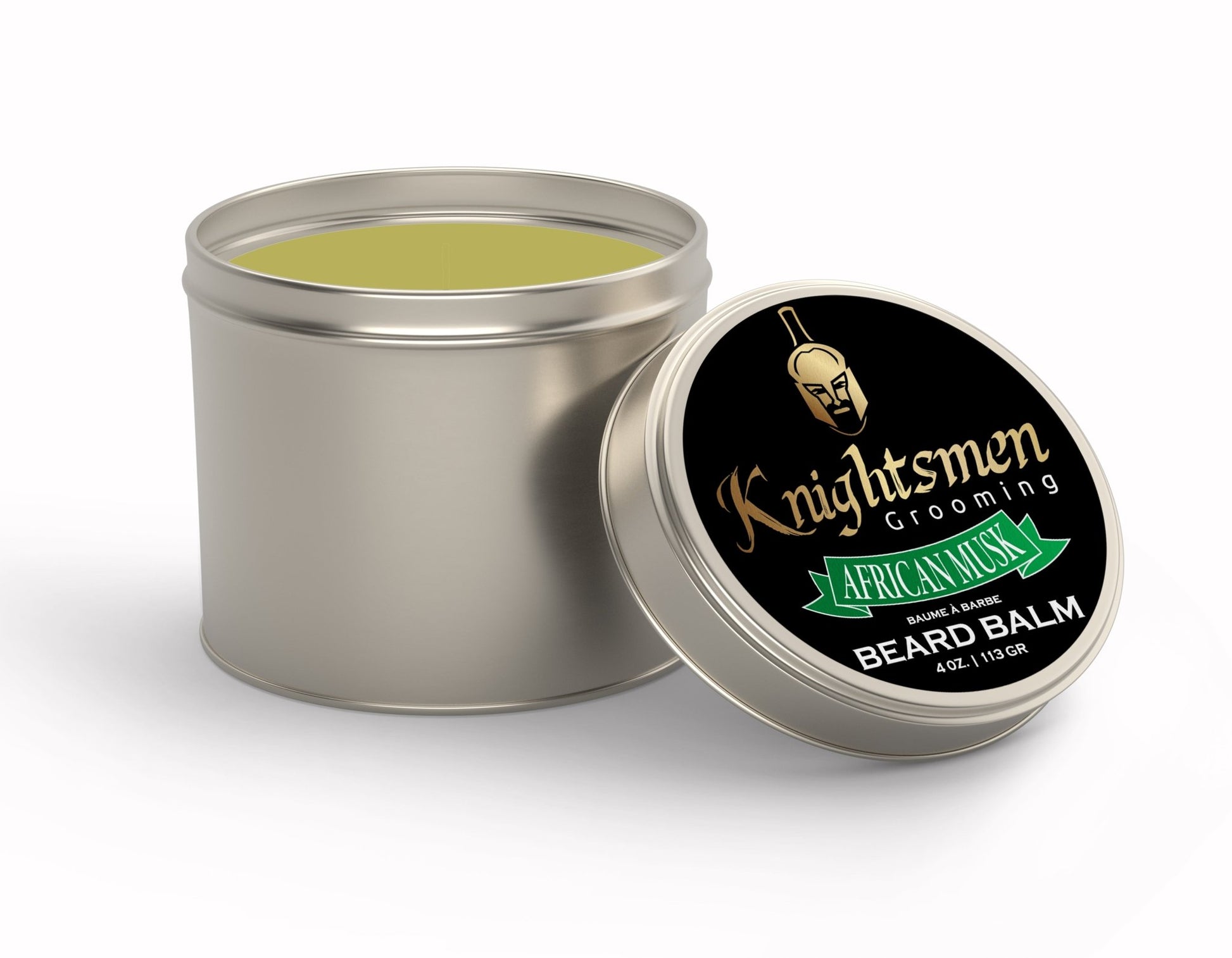 African Musk beard balm product shot with brand lineup—organic men’s grooming.