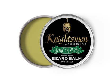 Premium organic beard balm for growth support, shine and frizz control—African Musk scent.