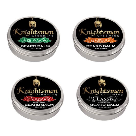 Knightsmen Grooming Organic Beard Balm Kit, Beard Balm Set, Beard Balm Bundle for Men for Gifts, Perfect Gift Idea for Men, Grooming Gift set for men