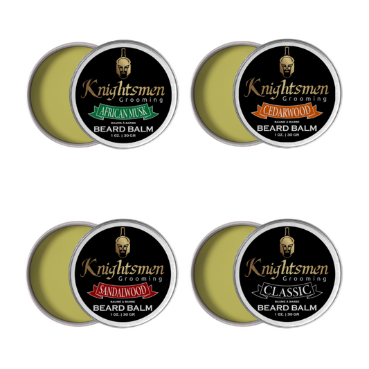 Knightsmen Grooming Organic Beard Balm Kit, Beard Balm Set, Beard Balm Bundle for Men for Gifts, Perfect Gift Idea for Men, Grooming Gift set for men