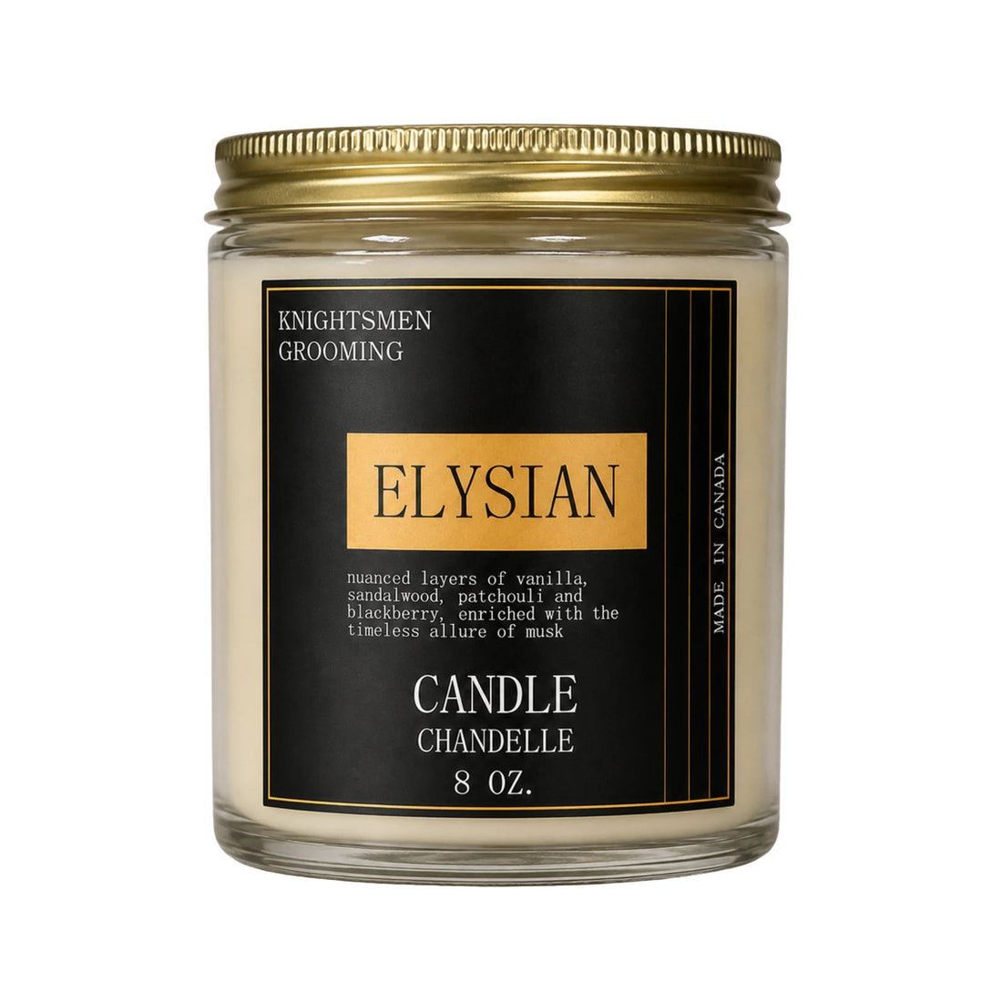 Knightsmen Grooming Elysian Luxury Scented Candle – Amber and Sandalwood Hand-Poured Coconut Soy Candle Made in Canada