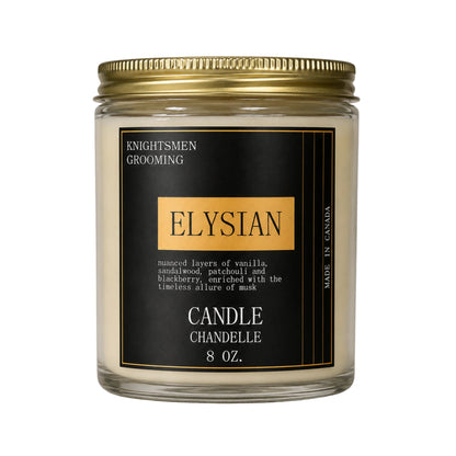 Knightsmen Grooming Elysian Luxury Scented Candle – Amber and Sandalwood Hand-Poured Coconut Soy Candle Made in Canada