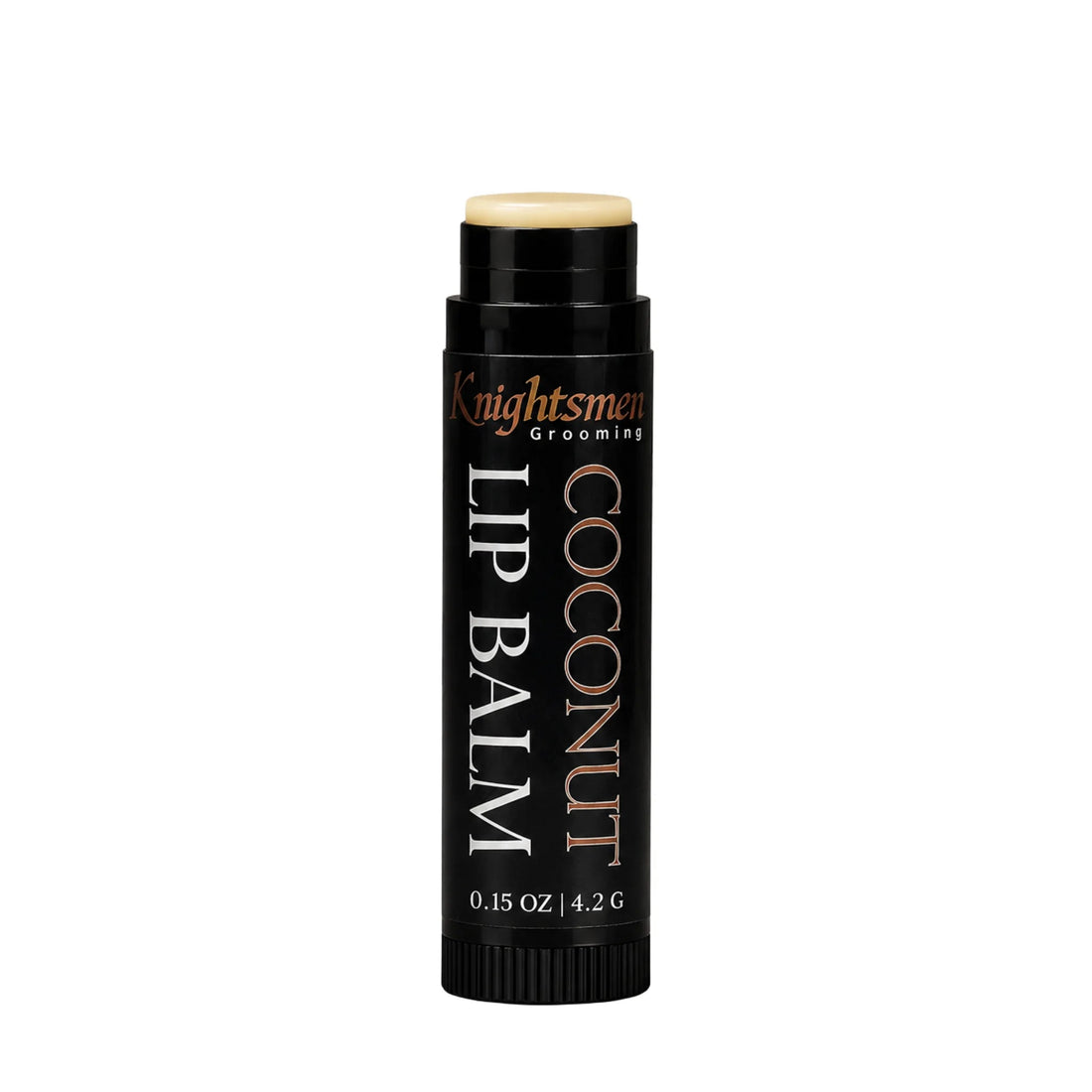 Knightsmen Grooming Organic Coconut Lip Balm Open Tube White Background – Hydrating Natural Lip Balm with Beeswax, Coconut Oil and Shea Butter