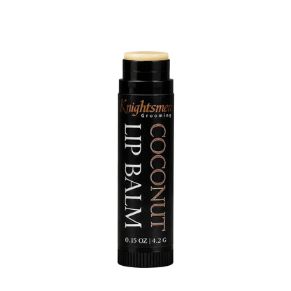 Knightsmen Grooming Organic Coconut Lip Balm Open Tube White Background – Hydrating Natural Lip Balm with Beeswax, Coconut Oil and Shea Butter