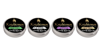 Knightsmen Grooming hair growth kit. Scented hair care products. Organic hair balm kit 1 oz—soothes dry, itchy scalp; natural finish and hold. Naturally helps promote hair growth. Shape, hold and style hair product.
