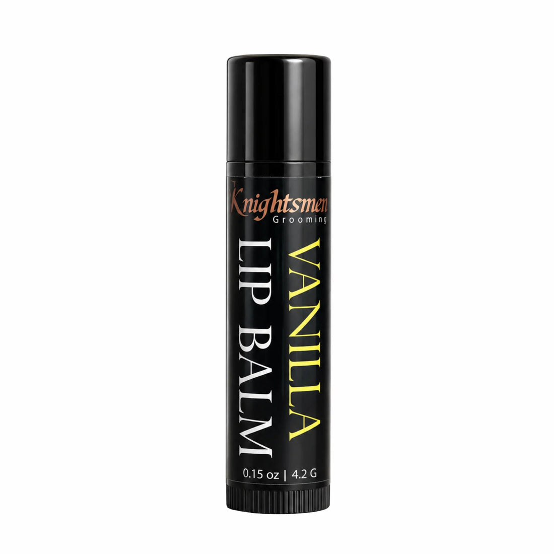 Knightsmen Grooming Organic Vanilla Lip Balm Closed Tube – Natural Beeswax, Shea Butter and Jojoba Oil Lip Moisturizer Made in Canada