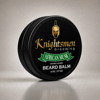 Knightsmen Organic African Musk Beard Balm 2oz – Softens Beard Hair, Controls Frizz and Adds Natural Shine