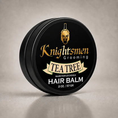 Knightsmen Organic Tea Tree Hair Balm 2oz – Tea Tree Scented Scalp Treatment, Reduces Dandruff and Promotes Healthy Hair Growth