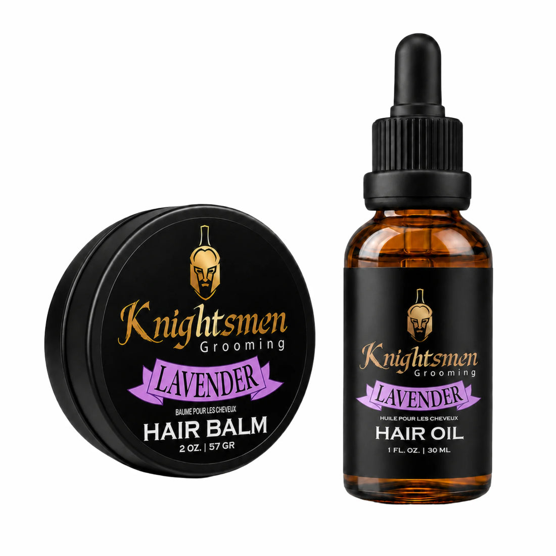 Knightsmen Grooming Lavender Hair Growth Starter Kit – Organic Hair Oil and Hair Balm Bundle for Men