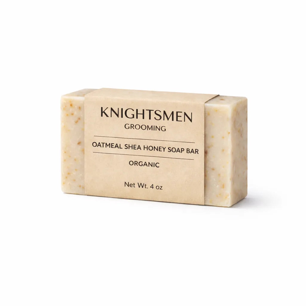 Handmade oatmeal shea butter and honey soap bar by Knightsmen Grooming