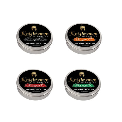 Organic beard balm variety set with four scents by Knightsmen Grooming