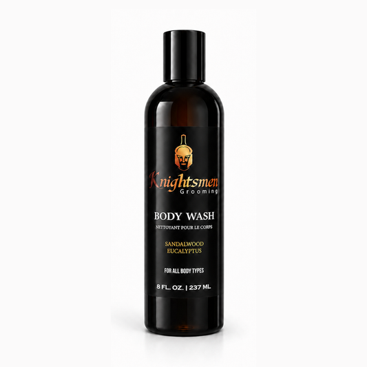 Knightsmen Grooming Organic Body Wash for Men – Sandalwood and Eucalyptus – Deep Cleansing and Moisturizing Shower Gel