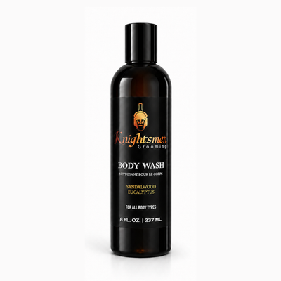 Organic sandalwood and eucalyptus body wash for men by Knightsmen Grooming

