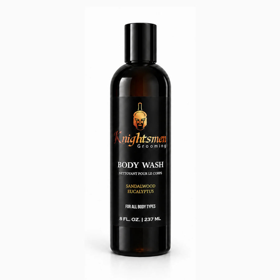 Knightsmen Grooming Organic Body Wash for Men – Sandalwood and Eucalyptus – Deep Cleansing and Moisturizing Shower Gel