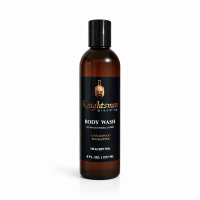 Organic sandalwood and eucalyptus body wash for men by Knightsmen Grooming
