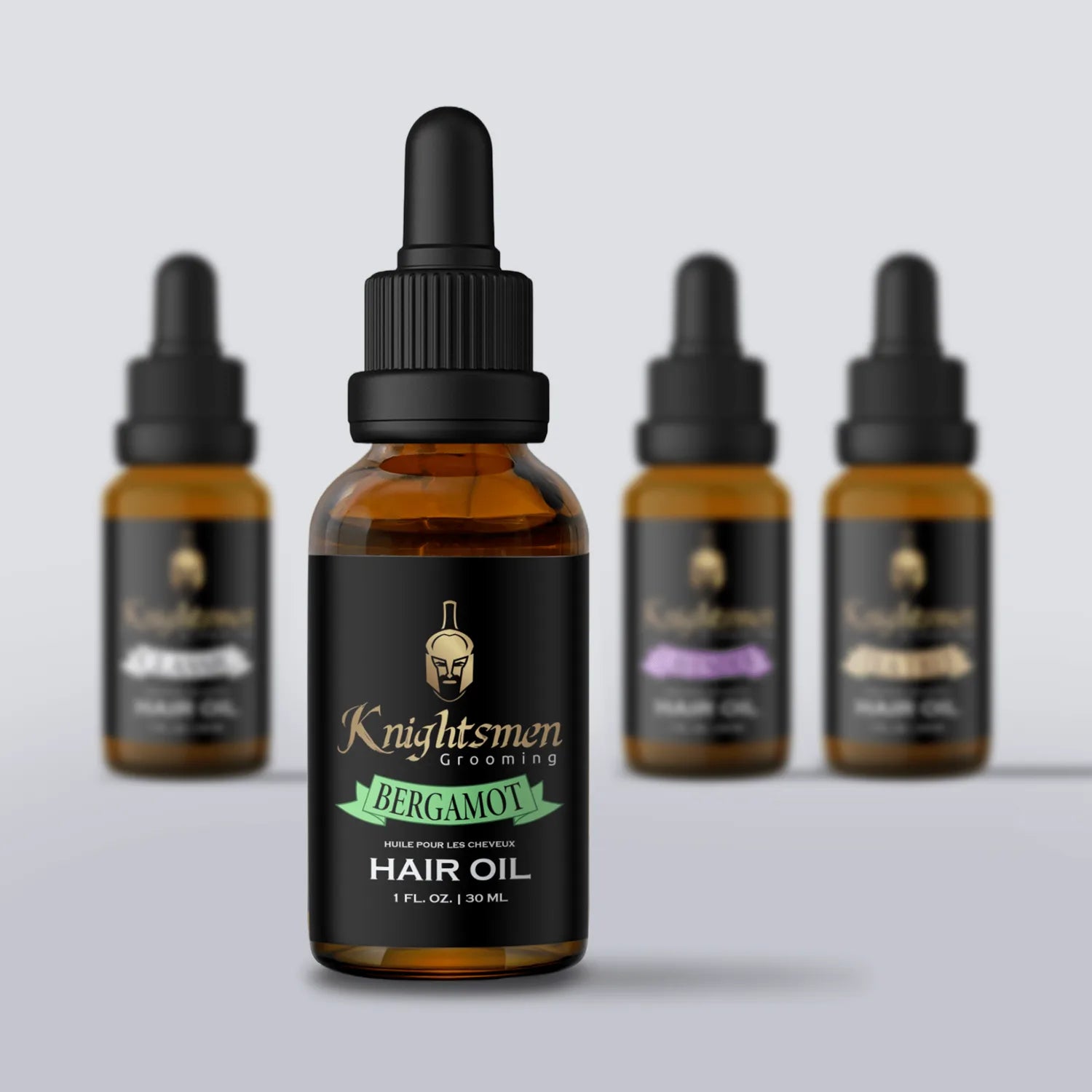 Bergamot hair growth oil in use — applied to scalp for circulation and follicle stimulation