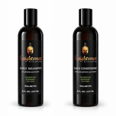 Rosemary shampoo and conditioner for hair growth by Knightsmen Grooming
