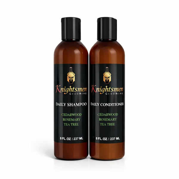 Rosemary shampoo and conditioner for hair growth by Knightsmen Grooming

