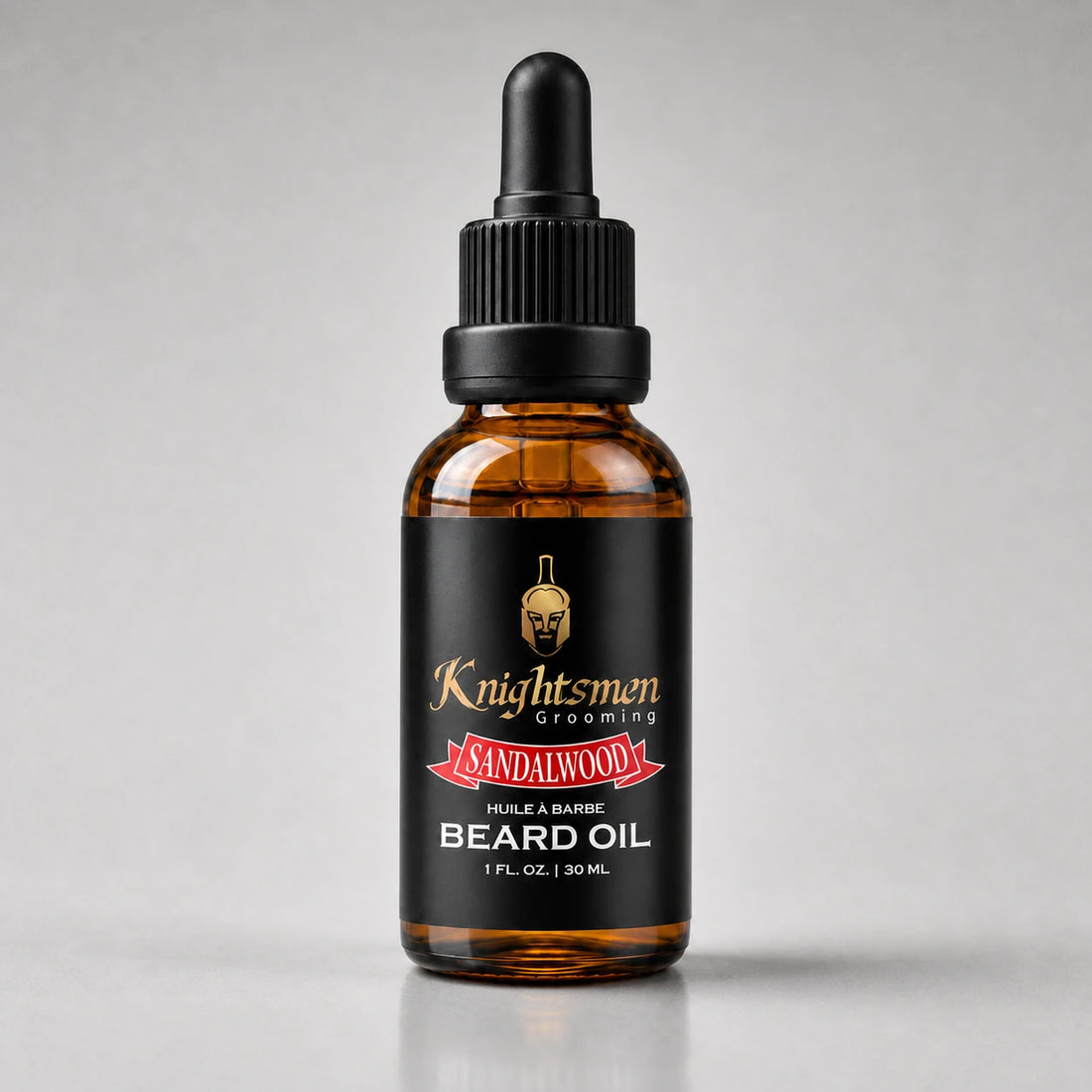 Sandalwood Beard Oil by Knightsmen Grooming — organic argan and jojoba formula for beard growth and itch relief