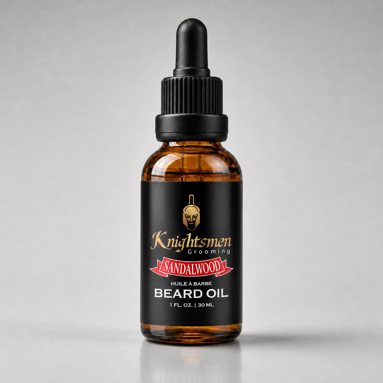 Sandalwood Beard Oil by Knightsmen Grooming — organic argan and jojoba formula for beard growth and itch relief