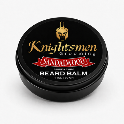 Knightsmen Organic Sandalwood Beard Balm 1oz – Travel Size Beard Styler with Luxurious Sandalwood Fragrance