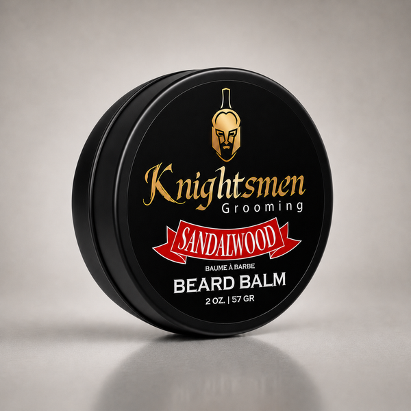 Knightsmen Organic Sandalwood Beard Balm 2oz – Rich Sandalwood Scent, Conditions and Styles Beard Hair Naturally