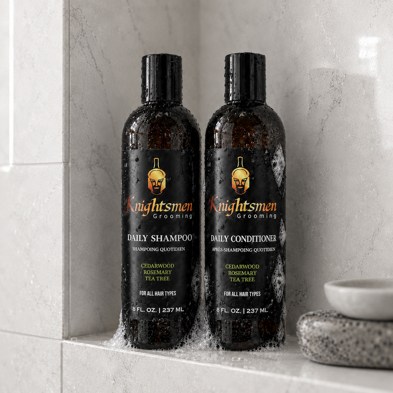 Knightsmen Grooming Rosemary Shampoo and Conditioner Bundle – Natural Hair Growth Duo for Men with Vitamin E and Tea Tree