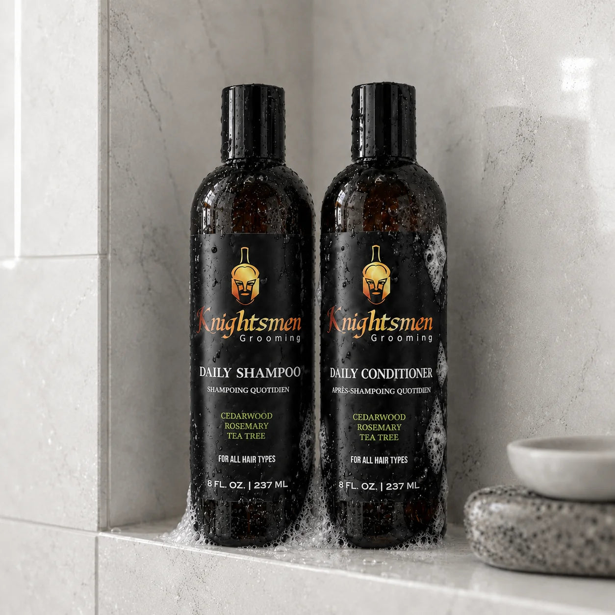 Knightsmen Grooming Rosemary Shampoo and Conditioner Bundle – Natural Hair Growth Duo for Men with Vitamin E and Tea Tree